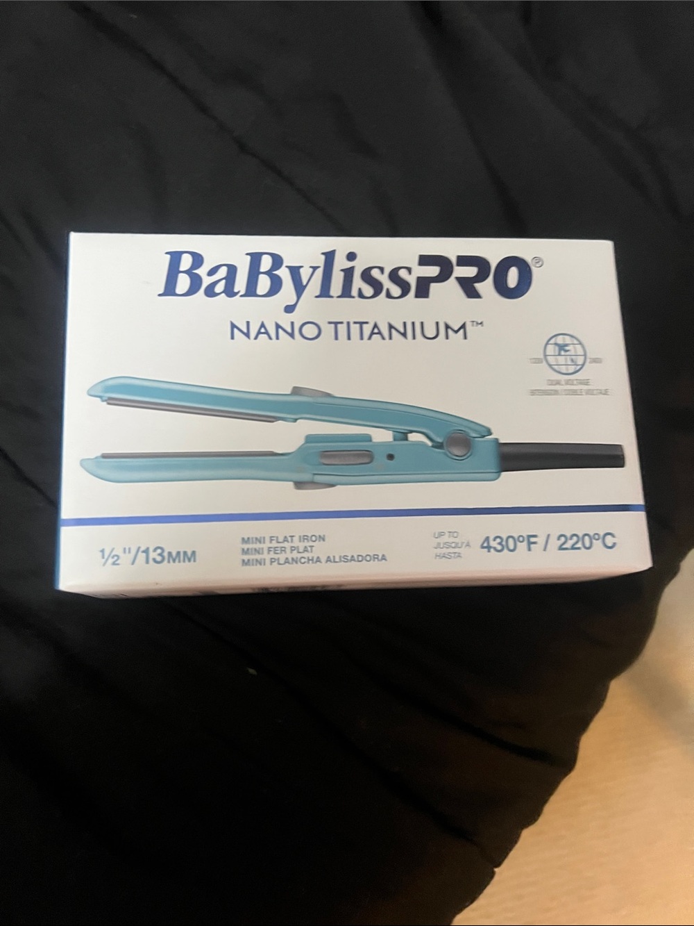 BaBylissPRO Nano Titanium Mini Flat Iron in Light Blue and White